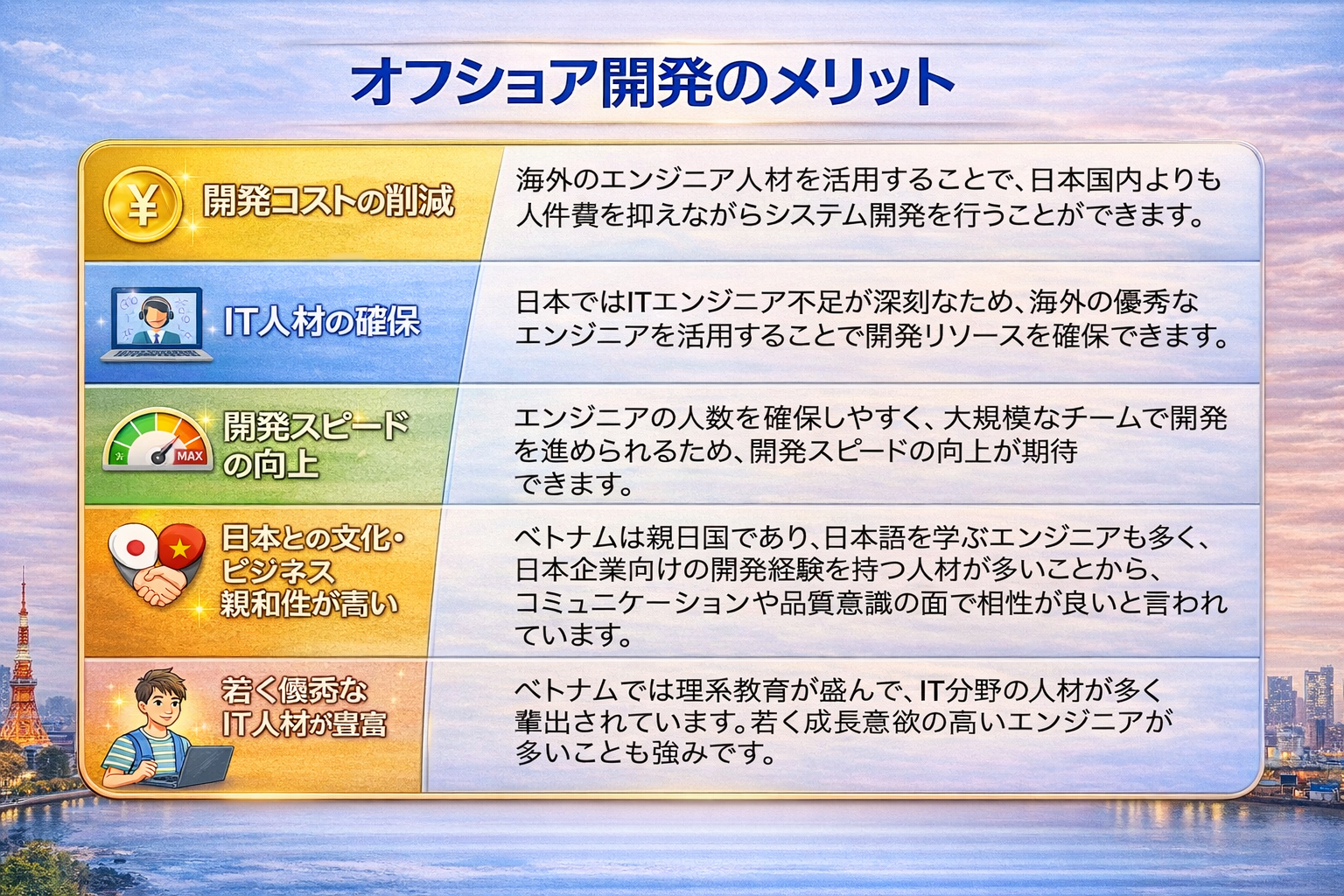 オフショア開発　メリット